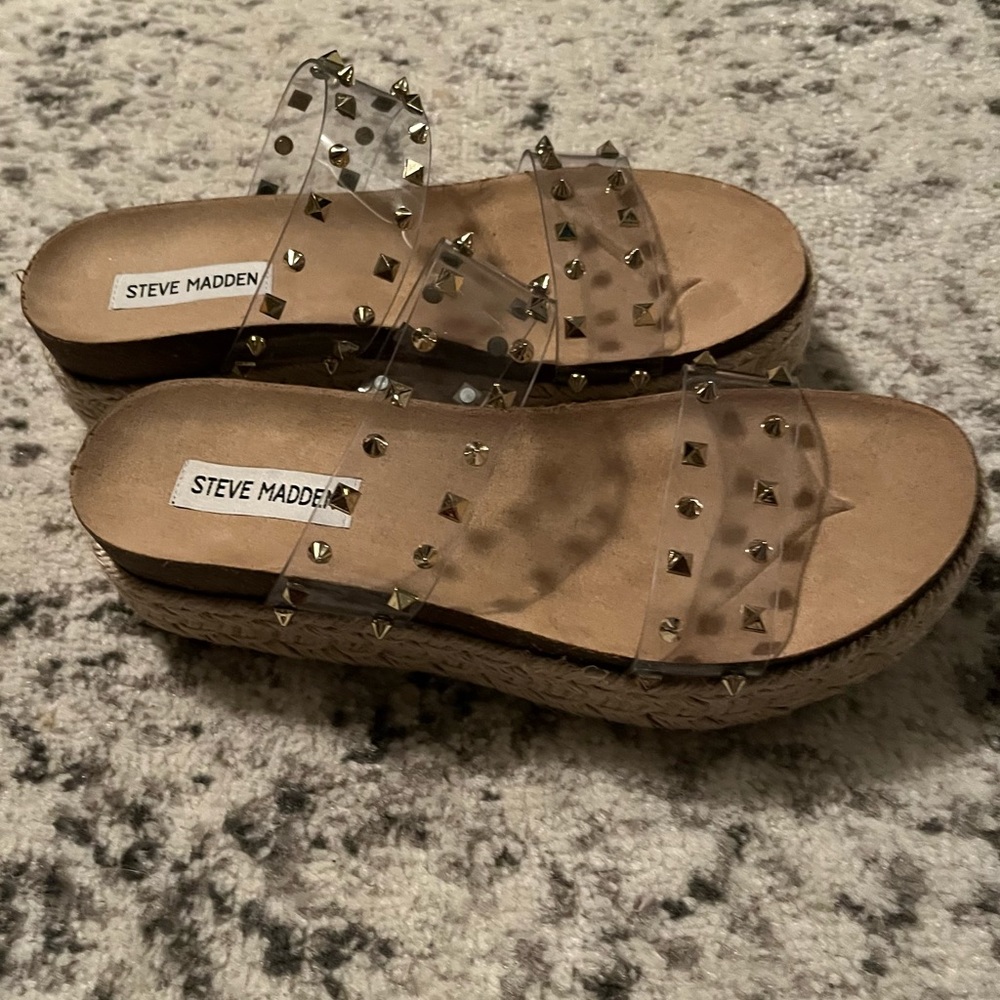 Steve Madden Clear Studded Platform Sandal
